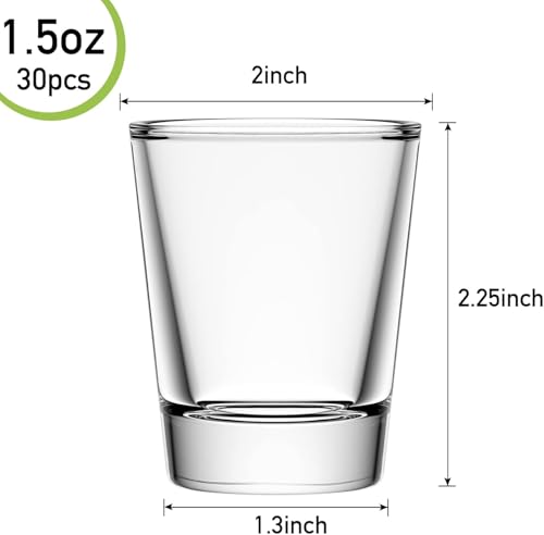 Mfacoy 30 Pack Shot Glasses Set with Heavy Base, 1.6 oz Clear Shot Glasses Bulk, Small Whiskey Shot Glass for Vodka, Whiskey, Tequila, Espressos, Spirits & Liquors, Clear Glass - My Kitchen Products