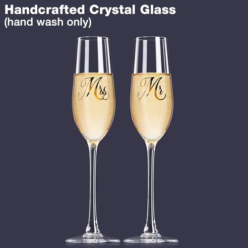 Mfacoy Mr. & Mrs. Champagne Flute Set, Wedding Decor - His and Hers, Wedding Toasting Glasses for Engagement Celebrations, Bridal Shower and Registry Idea, Tall Wine Glasses for Bride and Groom Gifts - My Kitchen Products