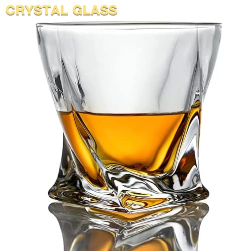 Mfacoy Old Fashioned Whiskey Glasses Set of 4 (2 Crystal Bourbon Glasses, 2 Round Big Ice Ball Molds 11 Oz Rocks Glass with Gift Box, Barware for Scotch Cocktail Rum Vodka Liquor, Gifts for Men - My Kitchen Products