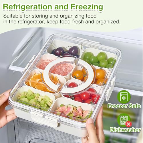 Mfacoy Snackle Box Container, 2 Pack Divided Serving Tray with Lid and Handle, Snack Box Charcuterie Container for Portable Snack Platters, Clear Organizer for Candy, Fruits, Travel, Party, Picnic - My Kitchen Products