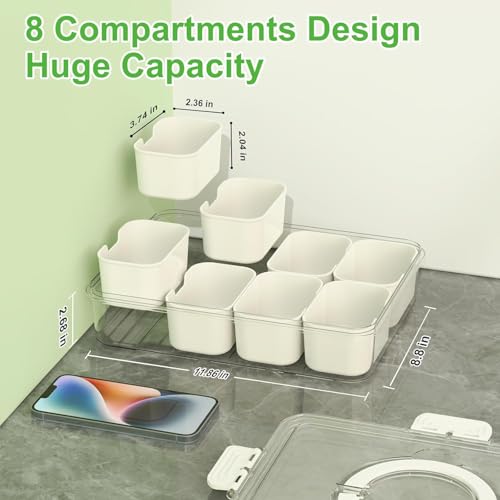 Mfacoy Snackle Box Container, 2 Pack Divided Serving Tray with Lid and Handle, Snack Box Charcuterie Container for Portable Snack Platters, Clear Organizer for Candy, Fruits, Travel, Party, Picnic - My Kitchen Products