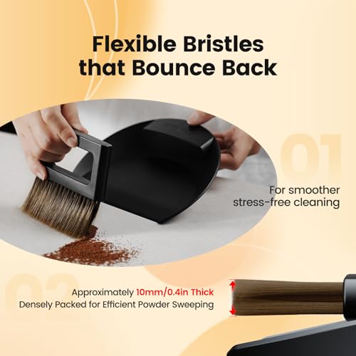 MHW-3BOMBER Small Coffee Brush, Hand Broom and Dustpan Set, Magnetic Small Brush and Dustpan Set Soft Bristles, Dust Pan Brush for Home Kitchen Coffee Counter Office, B5188B - My Kitchen Products