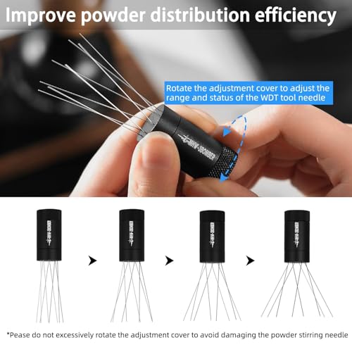 MHW-3BOMBER WDT Tool Espresso Distribution Tool with Magnetic Stand, Adjustable Needle Range, 0.4mm Stainless Steel Needles (8+6 Spare), Anti-Clumping Coffee Stirrer for 51/54/58mm Portafilter, T6126 - My Kitchen Products