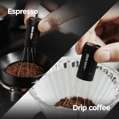 MHW-3BOMBER WDT Tool Espresso Distribution Tool with Magnetic Stand, Adjustable Needle Range, 0.4mm Stainless Steel Needles (8+6 Spare), Anti-Clumping Coffee Stirrer for 51/54/58mm Portafilter, T6126 - My Kitchen Products