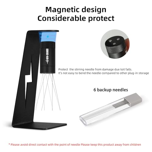 MHW-3BOMBER WDT Tool Espresso Distribution Tool with Magnetic Stand, Adjustable Needle Range, 0.4mm Stainless Steel Needles (8+6 Spare), Anti-Clumping Coffee Stirrer for 51/54/58mm Portafilter, T6126 - My Kitchen Products