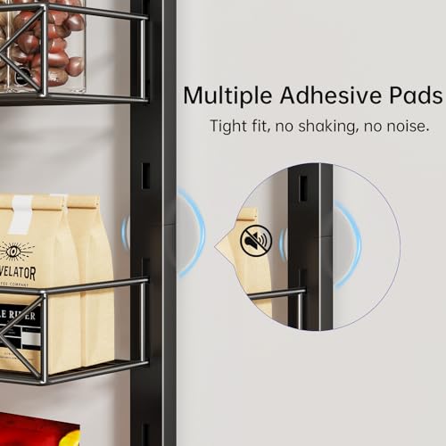 MIAOLI Over the Door Organizer, Black 6-Tier Pantry Door Organizer with Adjustable Basket, Hanging Spice Rack Cabinet Door Shelves, Laundry Room Organization and Storage - My Kitchen Products