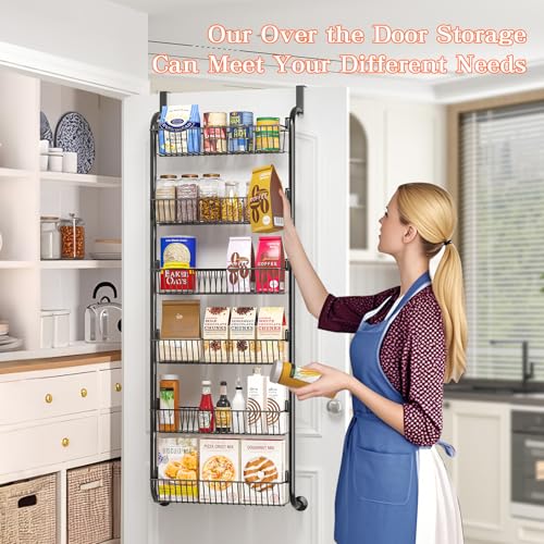 MIAOLI Over the Door Pantry Organizers and Storage, 6-Tier Spice Rack, Home & Kitchen Storage Shelves for Cabinet, Large Capacity Hanging Seasoning Organizer, Laundry Room Organization, Black - My Kitchen Products