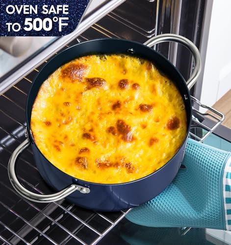 MICHELANGELO 5 Qt Ceramic Nonstick Stock Pot with Lid for Daily Meals, Blue - My Kitchen Products