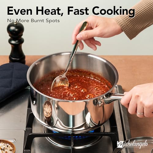 MICHELANGELO Stainless Steel Saucepan Set with Lids 1QT & 2QT & 3QT, Stainless Steel Sauce Pot Set 6pcs, Induction Saucepans, Nonstick Sauce Pan Set, Dishwasher Safe - My Kitchen Products