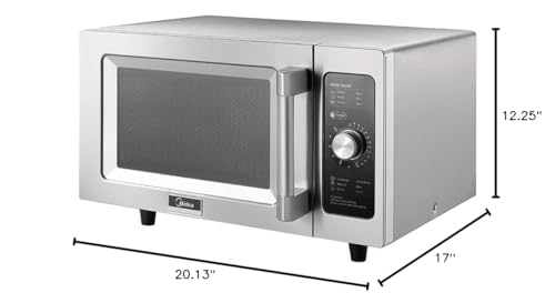 Midea Equipment 1025F0A Countertop Commercial Microwave Oven with Dial, 1000W, Stainless Steel, .9 CuFt - My Kitchen Products