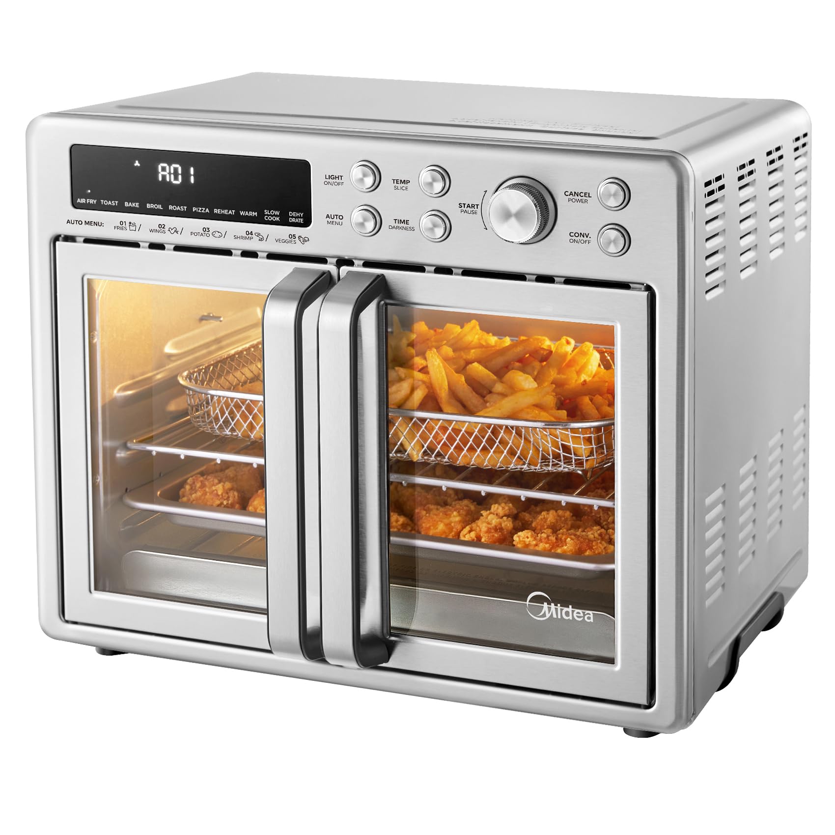 Midea Flexify Classic French Door Toaster Oven Air Fryer Combo, 10-in-1 Large Capacity 26.4 QT Countertop Oven, 25% Faster Cooking and 90% Less Oil, Stainless Steel - My Kitchen Products