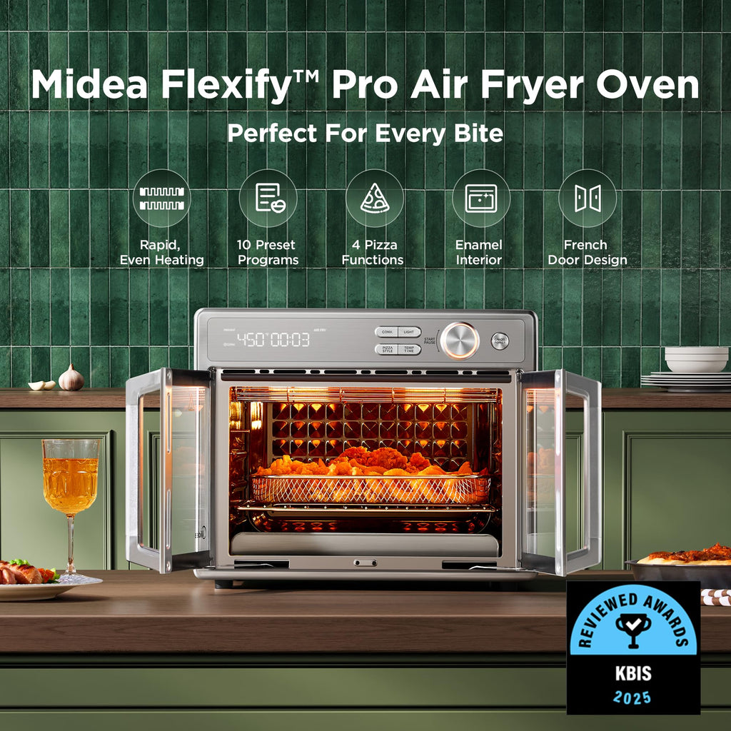 Midea Flexify Pro French Door Air Fryer Toaster Oven, Premium Cooking Experience with Precision Heat, Easy-Clean Enamel Interior & Modern Control, 26.4 QT - My Kitchen Products