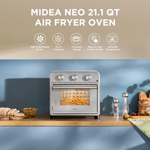 Midea Neo Air Fryer Toaster Oven Combo with Air Fry, Toast, Pizza, Broil, Bake, and Reheat Functions, 21.1 Quarts, Stainless Steel - My Kitchen Products