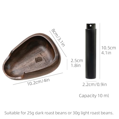 MIGAKU HOME Coffee Bean Dosing Cup & RDT Spray Bottle Set - Walnut Wood Espresso Accessories Kit with Static Reduction Spray, Measuring Tray for Coffee/Tea ﻿ - My Kitchen Products