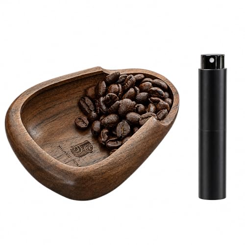 MIGAKU HOME Coffee Bean Dosing Cup & RDT Spray Bottle Set - Walnut Wood Espresso Accessories Kit with Static Reduction Spray, Measuring Tray for Coffee/Tea ﻿ - My Kitchen Products
