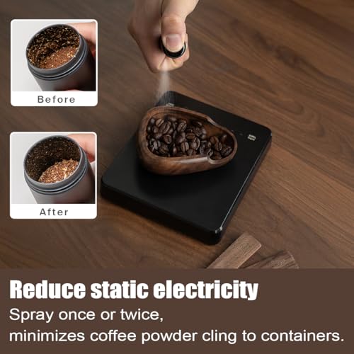 MIGAKU HOME Coffee Bean Dosing Cup & RDT Spray Bottle Set - Walnut Wood Espresso Accessories Kit with Static Reduction Spray, Measuring Tray for Coffee/Tea ﻿ - My Kitchen Products