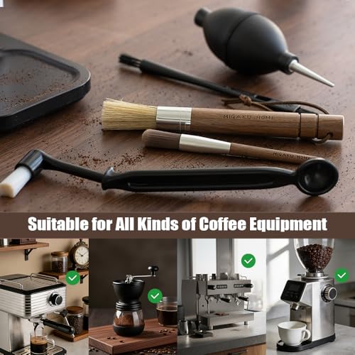 MIGAKU HOME Coffee Grinder Cleaning Kit - 5Pcs Large Soft Brush, Small Hard Brush, Group Head Brush, Long-reach Brush & Air Blower for Coffee & Espresso Machine Parts & Accessories - My Kitchen Products