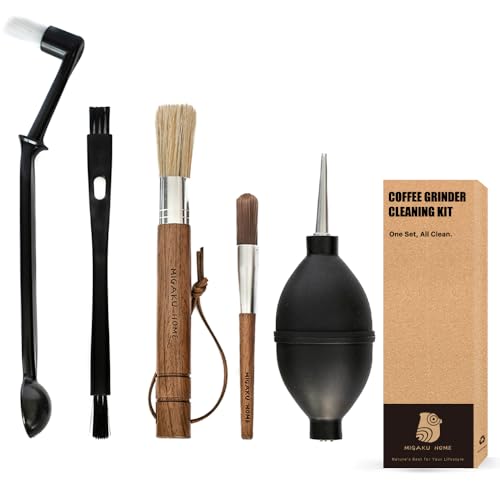 MIGAKU HOME Coffee Grinder Cleaning Kit - 5Pcs Large Soft Brush, Small Hard Brush, Group Head Brush, Long-reach Brush & Air Blower for Coffee & Espresso Machine Parts & Accessories - My Kitchen Products