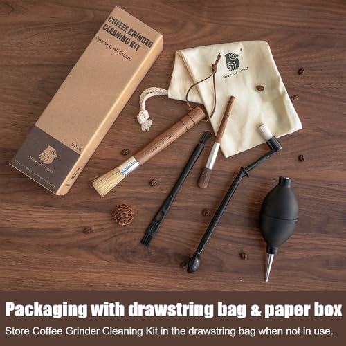 MIGAKU HOME Coffee Grinder Cleaning Kit - 5Pcs Large Soft Brush, Small Hard Brush, Group Head Brush, Long-reach Brush & Air Blower for Coffee & Espresso Machine Parts & Accessories - My Kitchen Products