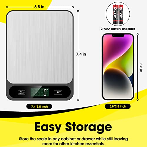 Mik-Nana Food Scale, 10kg/22lb Digital Kitchen Scale Weight Grams and Ounces for Baking Cooking Coffee Package Postage, 6 Units with Tare Function, LCD Display, Easy Clean Stainless Steel - My Kitchen Products