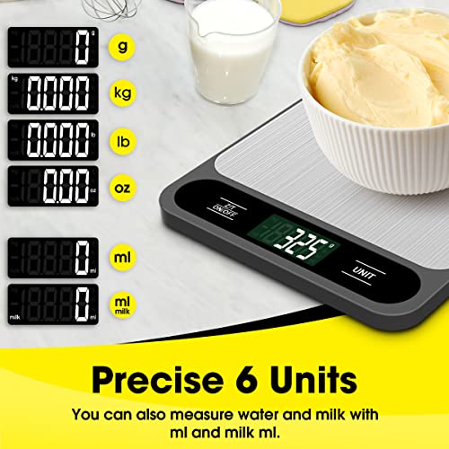 Mik-Nana Food Scale, 10kg/22lb Digital Kitchen Scale Weight Grams and Ounces for Baking Cooking Coffee Package Postage, 6 Units with Tare Function, LCD Display, Easy Clean Stainless Steel - My Kitchen Products