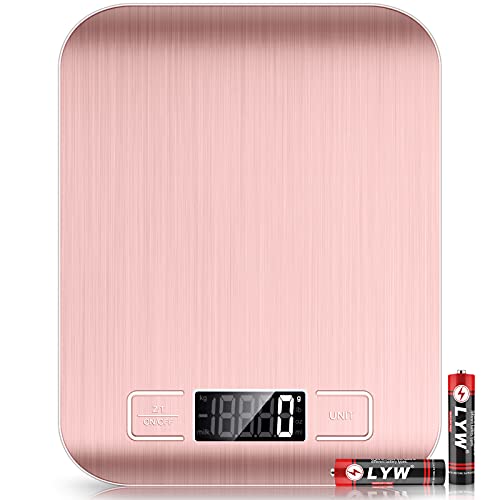 Mik-Nana Food Scale Pink, 10kg/22lb Digital Kitchen Scale Weight Grams and Oz for Baking and Cooking, 1g/0.1oz Precise Graduation, Easy Clean Stainless Steel - My Kitchen Products