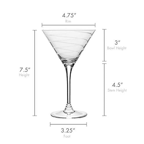 Mikasa Cheers 10-Ounce Martini Glasses, Fun Etched Designs, Durable Clear Glass Cocktail Glassware, Set of 4, Perfect for Entertaining and Gifting - My Kitchen Products