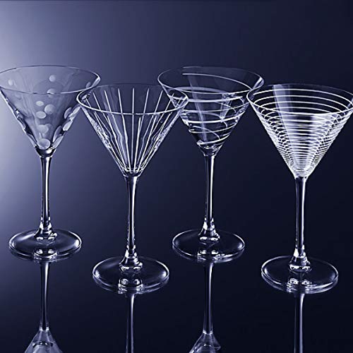 Mikasa Cheers 10-Ounce Martini Glasses, Fun Etched Designs, Durable Clear Glass Cocktail Glassware, Set of 4, Perfect for Entertaining and Gifting - My Kitchen Products