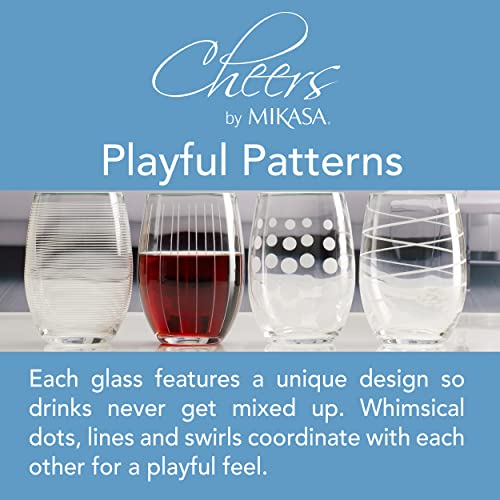Mikasa Cheers Stemless Wine Glasses, Set of 4, 17-Ounce Clear Glasses, Durable and Elegant, Perfect for Red or White Wine, Dishwasher Safe - My Kitchen Products