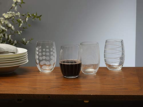 Mikasa Cheers Stemless Wine Glasses, Set of 4, 17-Ounce Clear Glasses, Durable and Elegant, Perfect for Red or White Wine, Dishwasher Safe - My Kitchen Products