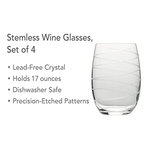 Mikasa Cheers Stemless Wine Glasses, Set of 4, 17-Ounce Clear Glasses, Durable and Elegant, Perfect for Red or White Wine, Dishwasher Safe - My Kitchen Products