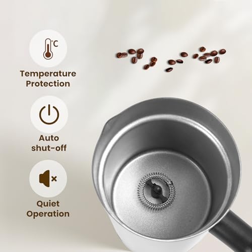 Milk Frother, 4-in-1 Milk Frother and Steamer, 10.6oz Electric Milk Steamer, Automatic Cold and Hot Foam Maker for Lattes, Cappuccinos, Ceramic Lining Interior (Polished) - My Kitchen Products