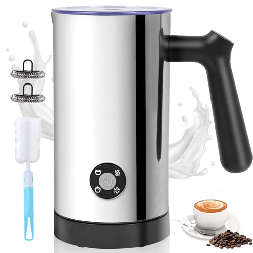 Milk Frother, 4-in-1 Milk Frother and Steamer, 10.6oz Electric Milk Steamer, Automatic Cold and Hot Foam Maker for Lattes, Cappuccinos, Ceramic Lining Interior (Polished) - My Kitchen Products