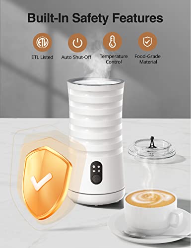 Milk Frother, 4-in-1 Milk Steamer and Frother, Hot & Cold Foam Milk Warmer with Temperature Control, Auto Shut-Off Frothers for Coffee, Latte, Cappuccino, Macchiato - My Kitchen Products