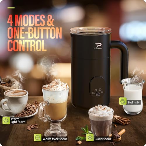 Milk Frother and Steamer 4 in 1 Automatic Coffee Steamer Frother, 11.8OZ / 350ML Warm and Cold Foam Frother for Coffee,Latte, Cappuccino, Macchiato, Hot Chocolate (Black) - My Kitchen Products