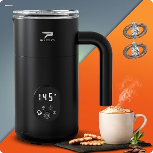 Milk Frother and Steamer 4 in 1 Automatic Coffee Steamer Frother, 11.8OZ / 350ML Warm and Cold Foam Frother for Coffee,Latte, Cappuccino, Macchiato, Hot Chocolate (Black) - My Kitchen Products