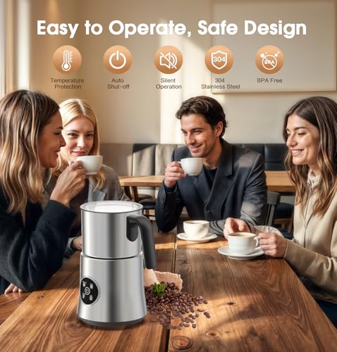 Milk Frother and Steamer, 4-in-1 Electric Frother for Hot & Cold Foam, One-Touch Operation for Cafe-Style Lattes & Cappuccinos, Fast Heat, Dishwasher Safe,30.44Oz/900ML Capacity - My Kitchen Products