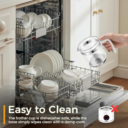Milk Frother and Steamer, 6 in 1 Milk Steamer and Milk Warmer, 17oz Auto Shut Off Electric Frother with Touch Screen, Hot/Cold Foam Maker for Coffee, Latte, Cappuccino, Hot Chocolate,White - My Kitchen Products