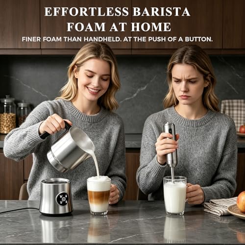 Milk Frother and Steamer, Electric Frother with Detachable Stainless Steel Jug, Hot & Cold Foam Maker for Latte, Cappuccino, Coffee, 4-in-1 Automatic Milk Warmer, 17oz Heat - My Kitchen Products
