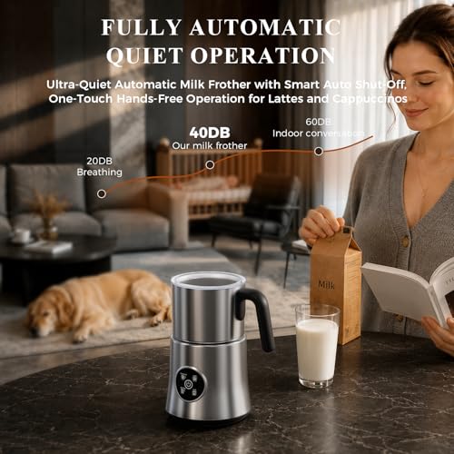 Milk Frother and Steamer, Electric Frother with Detachable Stainless Steel Jug, Hot & Cold Foam Maker for Latte, Cappuccino, Coffee, 4-in-1 Automatic Milk Warmer, 17oz Heat - My Kitchen Products