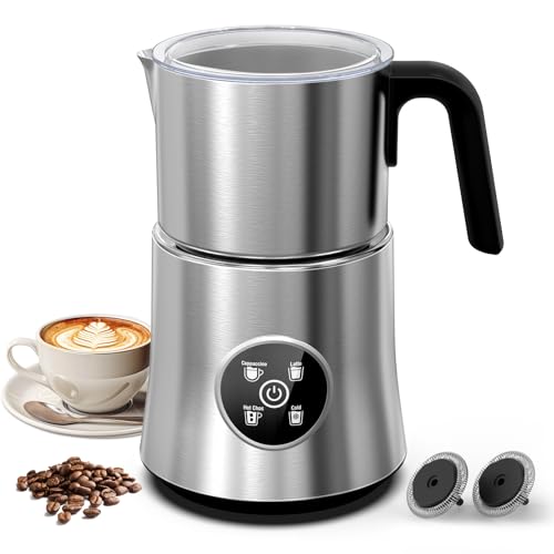 Milk Frother and Steamer, Electric Frother with Detachable Stainless Steel Jug, Hot & Cold Foam Maker for Latte, Cappuccino, Coffee, 4-in-1 Automatic Milk Warmer, 17oz Heat - My Kitchen Products