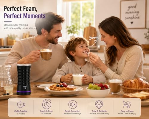 Milk Frother and Steamer, Large Capacity 4-in-1 Electric Milk Frother with Touchscreen, Hot & Cold Foam Maker, Milk Warmer and Hot Chocolate Maker for Latte, Cappuccino, Macchiato,Black - My Kitchen Products