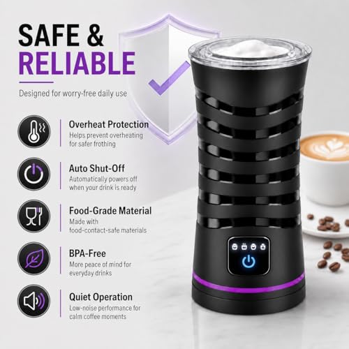 Milk Frother and Steamer, Large Capacity 4-in-1 Electric Milk Frother with Touchscreen, Hot & Cold Foam Maker, Milk Warmer and Hot Chocolate Maker for Latte, Cappuccino, Macchiato,Black - My Kitchen Products