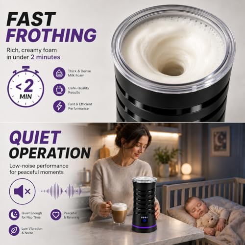 Milk Frother and Steamer, Large Capacity 4-in-1 Electric Milk Frother with Touchscreen, Hot & Cold Foam Maker, Milk Warmer and Hot Chocolate Maker for Latte, Cappuccino, Macchiato,Black - My Kitchen Products