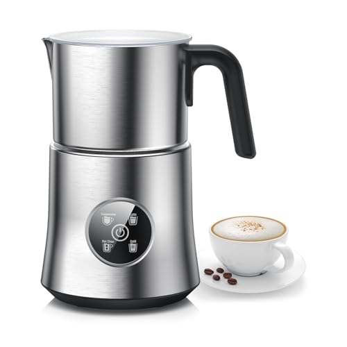 Milk Frother and Steamer, Large Capacity & Detachable Electric Milk Frother, Automatic Warm and Cold Foam Maker, Hot Chocolate Maker, Stainless Steel Jug, 30.44Oz./900ML - My Kitchen Products