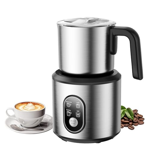 Milk Frother and Steamer with Heating Function - 4-in-1 Automatic Hot & Cold Milk Frother and Warmer, 24Oz/700ML Detachable Stainless Steel Jug with Transparent Lid - My Kitchen Products