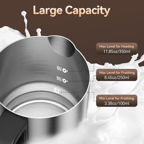 Milk Frother and Steamer with Heating Function - 4-in-1 Automatic Hot & Cold Milk Frother and Warmer, 24Oz/700ML Detachable Stainless Steel Jug with Transparent Lid - My Kitchen Products