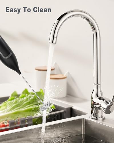 Milk Frother Handheld Battery, Electric Foam Maker Frother Wand, Drink Mixer with Stainless Steel Whisk for Coffee, Matcha, Lattes, Cappuccino Black - My Kitchen Products