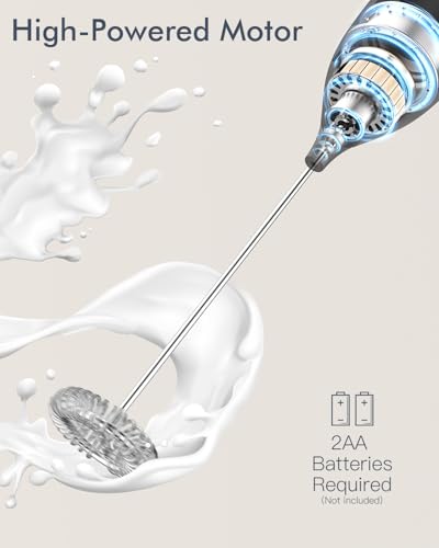 Milk Frother Handheld Battery, Electric Foam Maker Frother Wand, Drink Mixer with Stainless Steel Whisk for Coffee, Matcha, Lattes, Cappuccino Black - My Kitchen Products