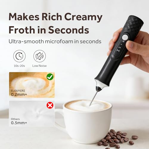 Milk Frother Handheld Rechargeable, Frother Wand Coffee Drink Mixer Electric Whisk 3 Speed Adjustable, Detachable with 3 Stainless Whisks, Hand Mixer for Lattes Cappuccino Hot Chocolate Matcha Egg - My Kitchen Products